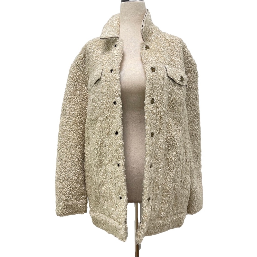 Current/Elliott The Teddy Trucker Sherpa Natural Jacket Size 1 Small